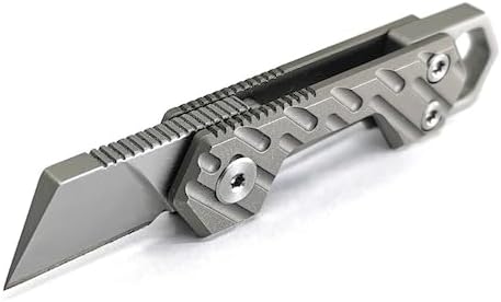 VLKN Micro Titanium Folding Knife - Ultra-Lightweight Compact EDC Utility Knife with Grade 5 Titanium Handle &amp AUS-8 Stainless Steel Blade (Silver)