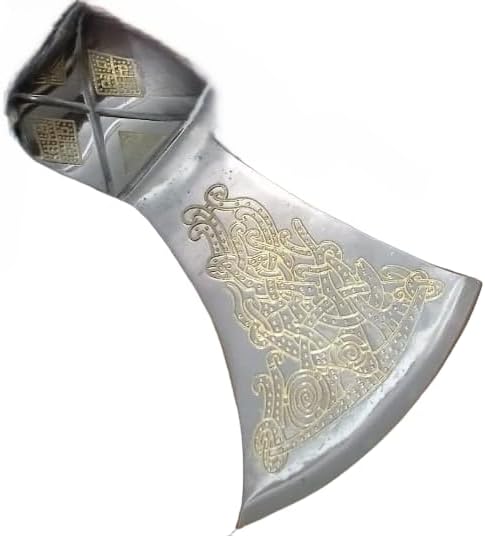 Viking Axe Blade Forged Camping Axe High Carbon Steel EN 45 Sharp Blade Viking Bearded Nordic Handmade Camping Axe Hatchet-Norse Axe Tomahawk Vikings Bearded A16 Axe AZHAN STEEL CRAFT