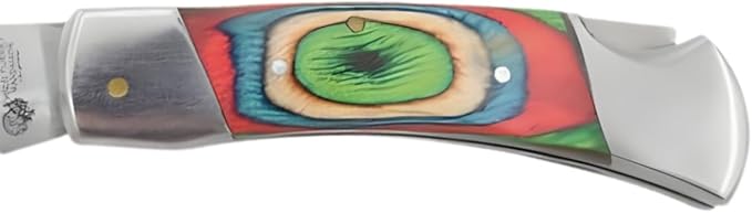 7 Handmade Folding Pocket Knife – 3 440 Stainless Steel Clip Point Blade – Silver Bolster – Genuine Leather Sheath Included (Multi-Color)