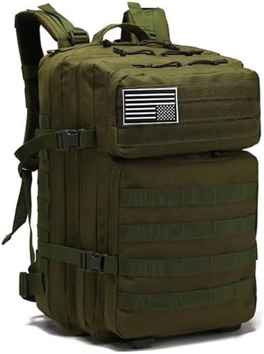 Men and Women 45L Outdoor Camouflage Backpack Capacity Hiking and Camping Bag Multi-functional Storage 3D Backpacks (Green 45L)