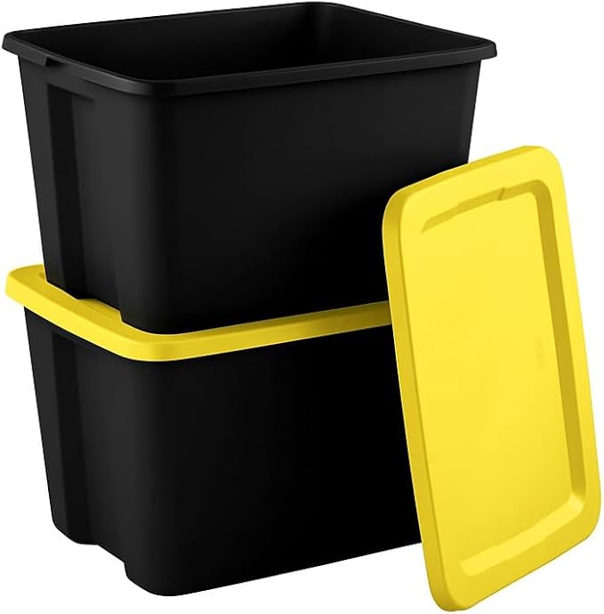 GardenNest 8-Pack 18 Gallon Plastic Storage Bins with Snap-On Lids Stackable Lidded Containers with Comfortable Integrated Handles for Camping Gear Sports Equipment Tools Blankets &amp Sleeping B