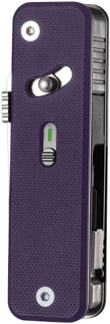 ROXON S503G 9 in 1 Mini Multi Tool EDC Pocket Knife Multitool with G10 HandleScissorsScrewdriverThreaderAwl Flat ScrewdriverRulerTweezers for Outdoors Fishing CampingGifts for Men (Purple)