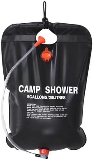 FILTER TECH Robellian Portable Solar Camp Shower 5 Gallon/20L Collapsible Water Container Black
