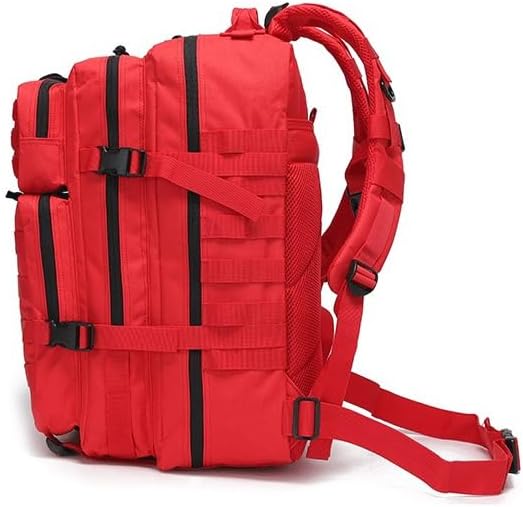 Men and Women 45L Outdoor Camouflage Backpack Capacity Hiking and Camping Bag Multi-functional Storage 3D Backpacks (Red 45L)