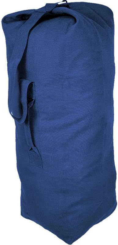 Top Load Heavyweight Cotton Canvas Tactical Military Duffle Bag Carryall Shoulder Storage Bulk Travel Bag Navy Blue - 12 x 12 x 27