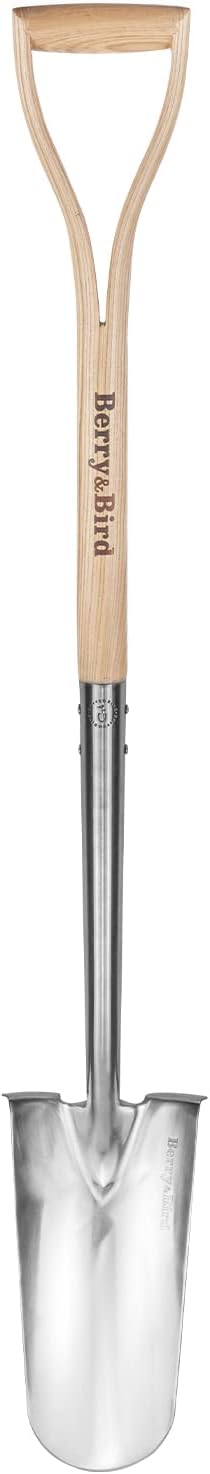 Berry&ampBird Trenching Shovel Garden Drain Spade Shovel with Wood Handle 42.5 Stainless Steel Gardening Planting Spade Heavy Duty Root Cutter Shovel Trench Shovel for Digging Transplanting &amp