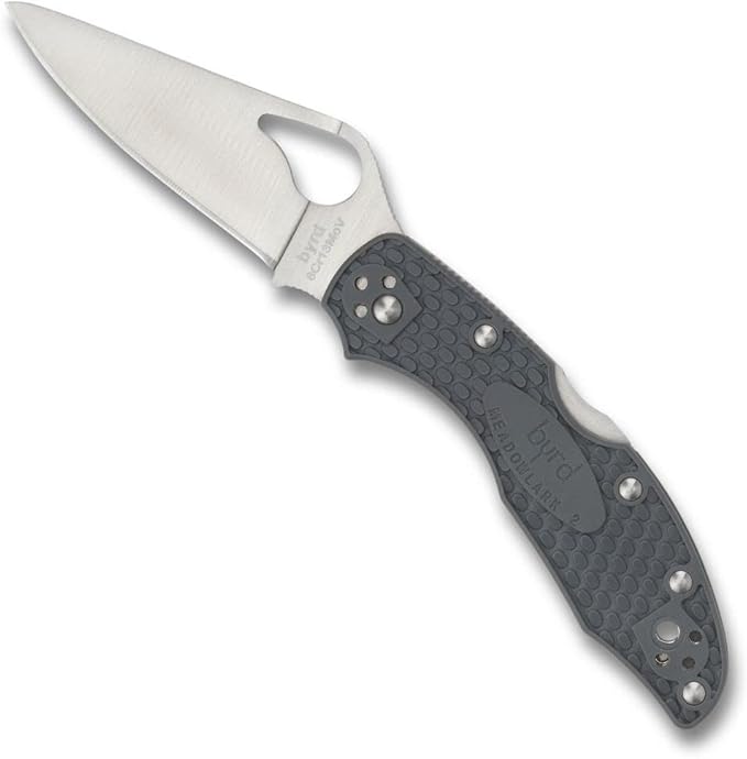 Spyderco Byrd Meadowlark 2 Lightweight Knife with 2.90 Stainless Steel Blade and Gray Non-Slip FRN Handle - PlainEdge - BY04PGY2