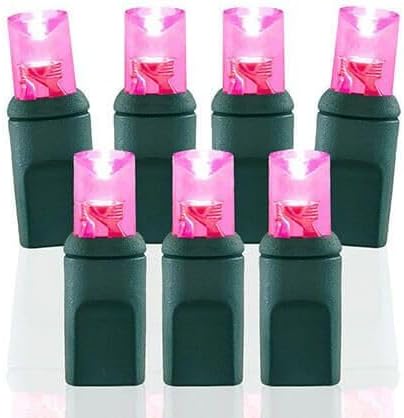 Pro Christmas LED Christmas Lights – 70 Count Wide Angle Conical String Lights – Professional Grade Indoor/Outdoor Commercial Holiday Light Set for Trees Bushes &amp Décor – Pink