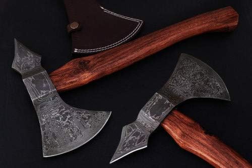 Axe Damascus Steel 16 Walnut Wood Handle Axe/Hand Forged Woodsman Axe