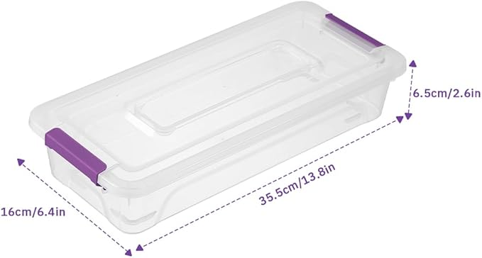 Plastic Storage Containers Clear Craft Storage Bins with Grey HandleOrganizer Box with Durable Lids Stackable Containers for Organizing Craft and Tools (8 Pack-4 Quart Purple)