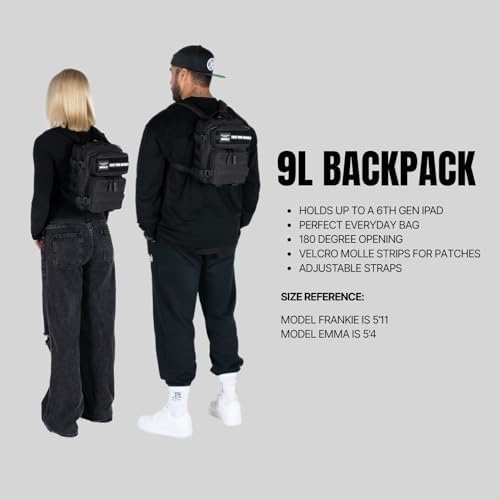 WOLFpak 9L Mini Tactical Backpack for Men &amp Women | Compact Small Everyday Carry Bag for Gym School Travel | Durable Water-Resistant Daypack with Molle System and Patch Panel (Black Neon Pink)