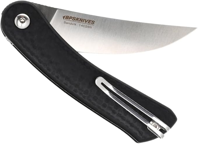 BPSKNIVES Colibri - Black Folding Knife 14C28N Stainless Steel Blade with G10 Handle - Small EDC Knife with Pocket Clip for Men - Sharp EDC Knife