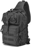 Tactical Sling Bag ventilated Pack Military Rover Shoulder Backpack EDC removable Water-Resistant breathable(Black)