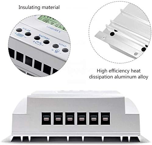 80A Solar Charge Controller 80 amp Solar Panel Regulator with Load Timer 12V 24V Auto with LCD Display USB 5V 1500mA and Usd for Control Landscape Lights and Water Features