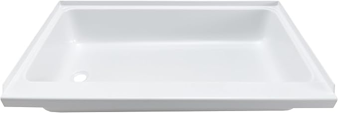 RecPro RV 40 x 24 White Shower Pan | Camper Shower Pan (Left Drain)