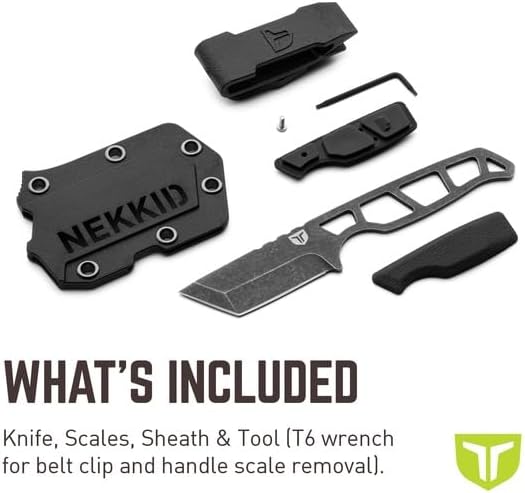 TRUE NEKKID Tanto Knife - Everyday Carry EDC 2.92 Blade TraxGrip Handle Scales Daily Cutting Removable Clip Black