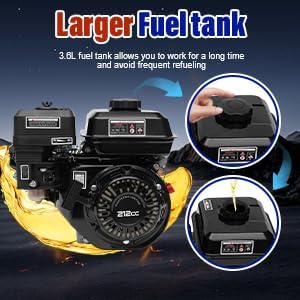 7.5 HP 4 Stroke Gas Engine 210CC Pull Start Petrol Engine Replaces Compatible for Honda GX160 Air Cooled Single Cylinder OHV Gas Engine Motor for Cleaning Machines (Black)