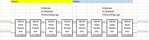 Solar Panel Mounting kit to Mount for 8 Solar Panels with Clamps L-Brackets &amp 88 Inch Rails