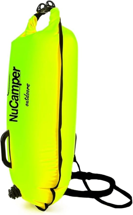 NuCamper Swim Buoy for Open Water Swimmers With Adjustable Waist Belt Waterproof Dry Bag Swim Bubble For Safty Swimming Training Snorkeling Kayaking Diving Boating Large Capacity 28L