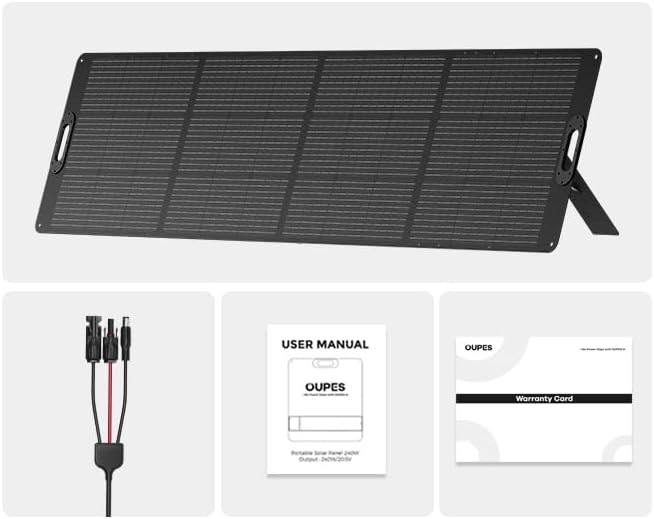 OUPES Portable Solar Panel 240W Foldable Solar Power Panel for OUPES Power Stations Ultra-Thin and Lightweight Design High Conversion Efficiency (Cable 16.4 ft)