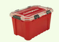 Professional Heavy Duty Waterproof Stackable Plastic Storage Container with Hinged Lid in Red (20 Gallons)
