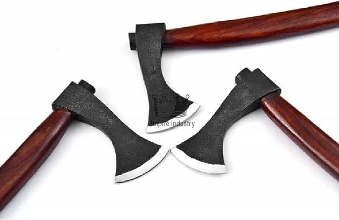 Set of 3 Handmade High Carbon Steel Ragnar Axes - Viking Axe - Valhalla Axe with Sheath - Viking Hatchet - Outdoor Tools by Empire Industry