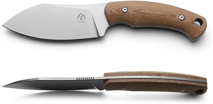 HUANG FU D2 Steel Hunting Knife 10.23 Inches Fixed Blade with Glass Reinforced Nylon Handle Black