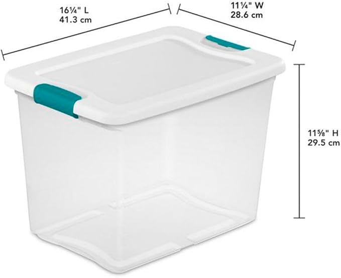 For Sterilite 25 Quart Latching Storage Box Stackable Bin with Latch Lid 6 Pack