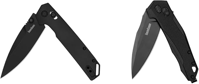 Kershaw Black Iridium Folding Pocket Knife Sleek 3.4 inch D2 Steel Blade &amp Monitor Folding Pocket Knife 3 Inch Black Blade with D2 Steel DuraLock Locking Mechanism Pocketclip