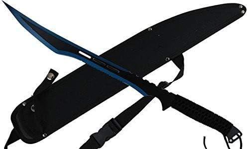 25 Inch Katana-Style Machete with Nylon Carrier Stainless Steel Blade for Camping Outdoor Activities Display and Gift - Blue
