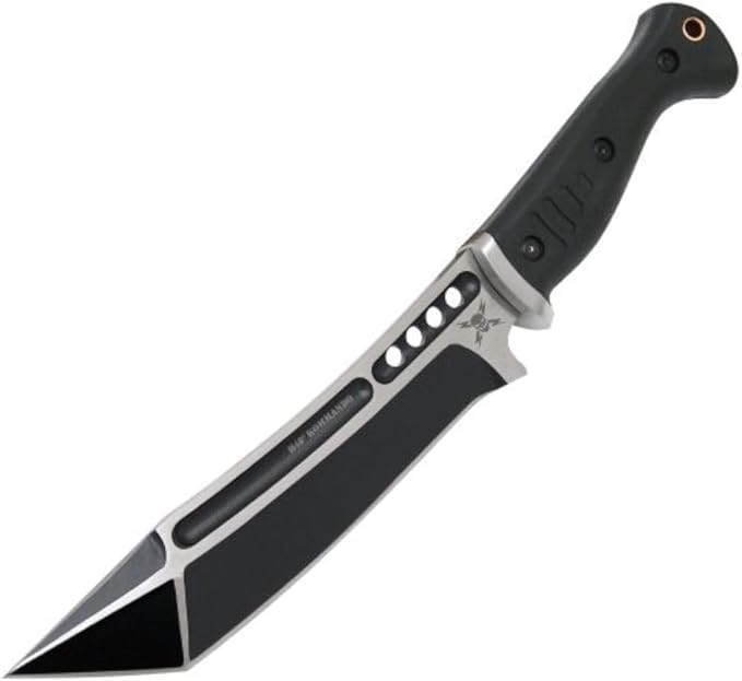 M48 Sabotage Tanto Fighter Knife – Black Oxide Coated Stainless Steel Blade Injection Molded TPR Handle Vortec Blade Cover - A New Age of Tanto Knife for the Modern User