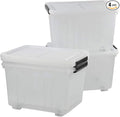 30 L Ultra Latching Box Storage Bins with Lids Clear Plastic Organizing Containers for Closet Bathroom and Office