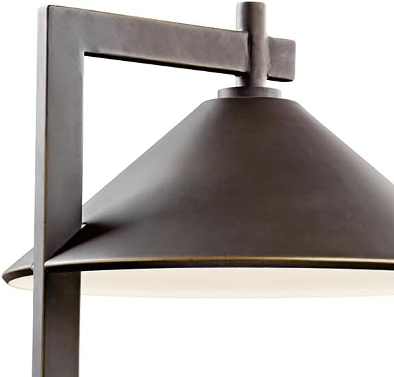 Kichler Ripley 16” Outdoor Lamp Post in Olde Bronze 1-Light Industrial Style Lamp Post for Driveway or Garden Path 49063OZ (12 W x 16 H)