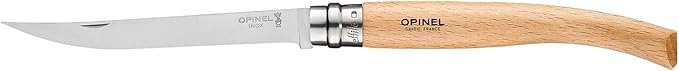 Opinel Effile Slimline Series Folding Fillet Knife – Slim Blade Folding Knife Virobloc Locking Collar Sustainably Harvested Wood Handles Updated Blade Profile (Beechwood/No.12)