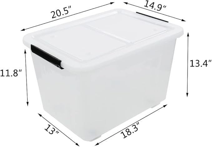 4-Pack Clear Plastic Storage Bins with Lid 42 L Large Plastic Storage Box
