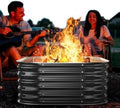 Height 16.5 Inch Square Galvanized Steel Fire Pit for Outside Heavy Duty Steel Fire Pit In-Ground for Backyard Camping Bonfire Flower Raised Garden Bed for Garden (4x4x1.5ft)