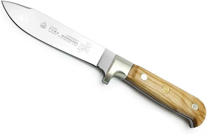 PUMA Jagdnicker Olive Wood German Hunting Knife with Leather Sheath