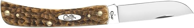 Case XX WR Pocket Knife Sod Buster Jr Amber Bone Handle Stainless Steel Blades Length Closed: 3 5/8 Inches W/Sharpening Stone