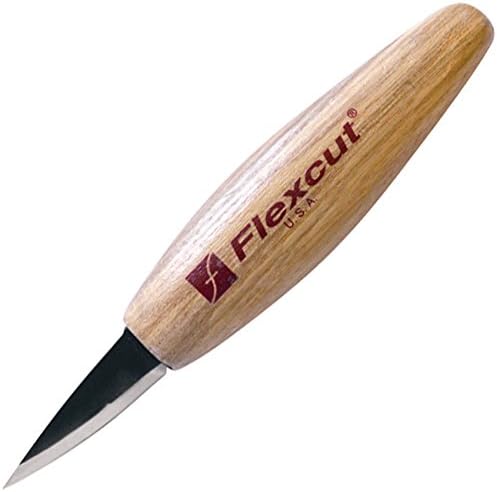 FLEXCUT Wood Carving Knives | Skewed Detail Knife | 1095 High-Carbon Steel Blade | 1-3/4 inch Bevel | 2.5oz | KN34 |Made in the U.S.A