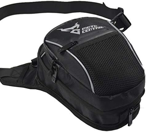 Hebetag Oxford Waist Pack Motorcycle Drop Leg Bag for Men Women Thigh Waist Bum Hip Fanny Belt Bag Purse Pouch Outdoor Travel Hiking Cycling Tactical Outdoor Sports Daypack (#06Black(GrayLogo))