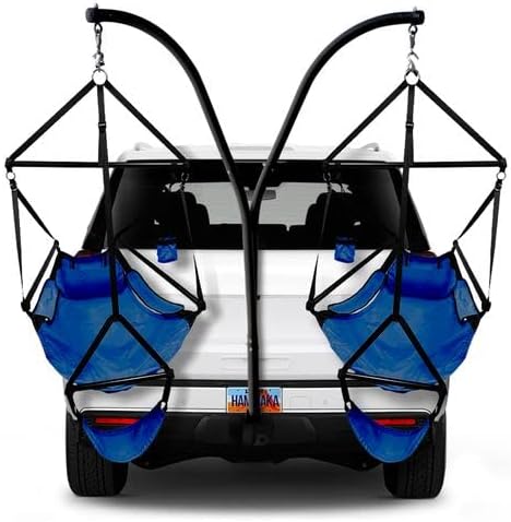 HAMMAKA Trailer Hitch Stand and 2 Ripstop Nylon AIR LITE Chairs (Royal Blue)
