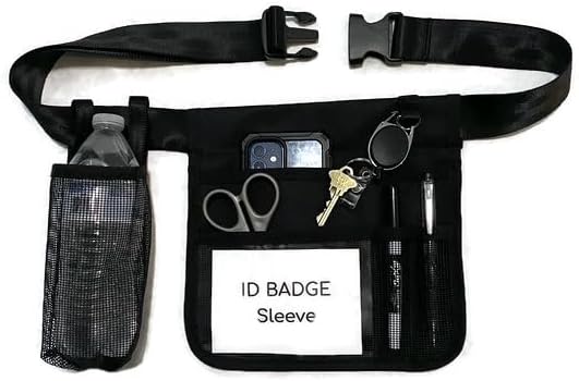 Mini Premium Hip Utility Pouch/Teachers &amp Mobile Workers /6 Pocket/Key/Badge Reel/Drink Pouch/ID Sleeve (Up to 44 Waist)