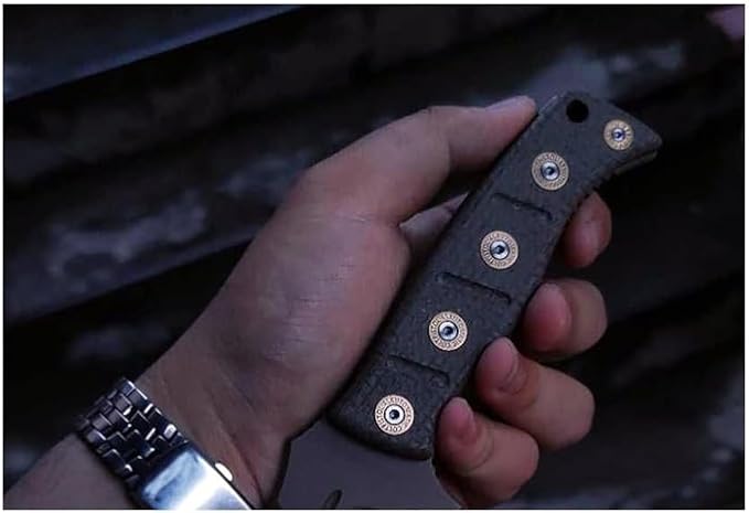 1 Pair Custom Micarta Scale Handle with 5 Sets Screws Fit for 375 Fixed Adamas CNC Handle Patch DIY Accessory(Black)