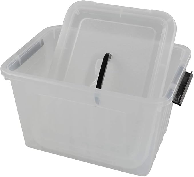 Anbers 1 Pack Plastic Lidded Storage Box with Handle 12 Quart Clear Latching Storage Bin