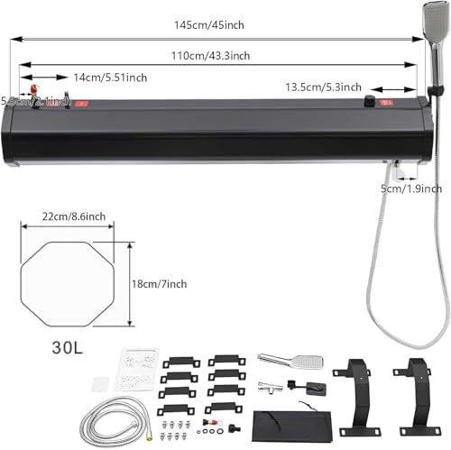 Portable Camping Solar Shower - 20L Pressurized Water Tank with Roof Rack Mount Hose &amp Storage Bag for SUVs Sedans RVs Trucks - Ideal for Outdoor Activities &amp Adventures
