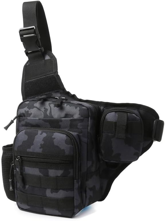 Jungle Leopard Fishing Shoulder Bag Cycling Crossbody Tactical Chest Pack Single Backpack Travel Climbing Camping(MCBK)