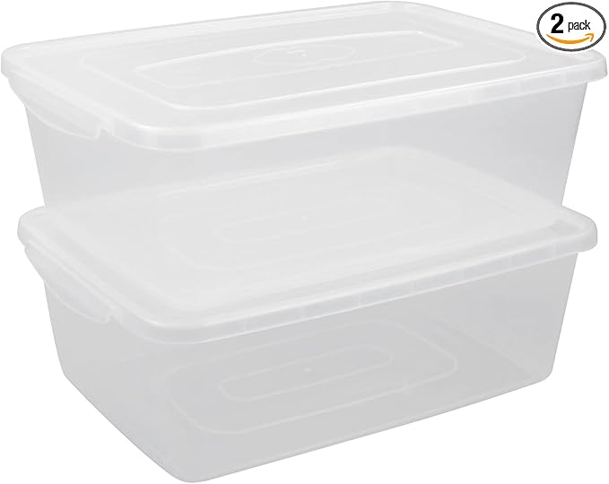 16 Quart Clear Storage Bins Plastic Tubs with Lids for Storage 2-Pack