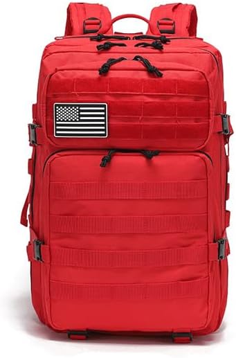 Men and Women 45L Outdoor Camouflage Backpack Capacity Hiking and Camping Bag Multi-functional Storage 3D Backpacks (Red 45L)