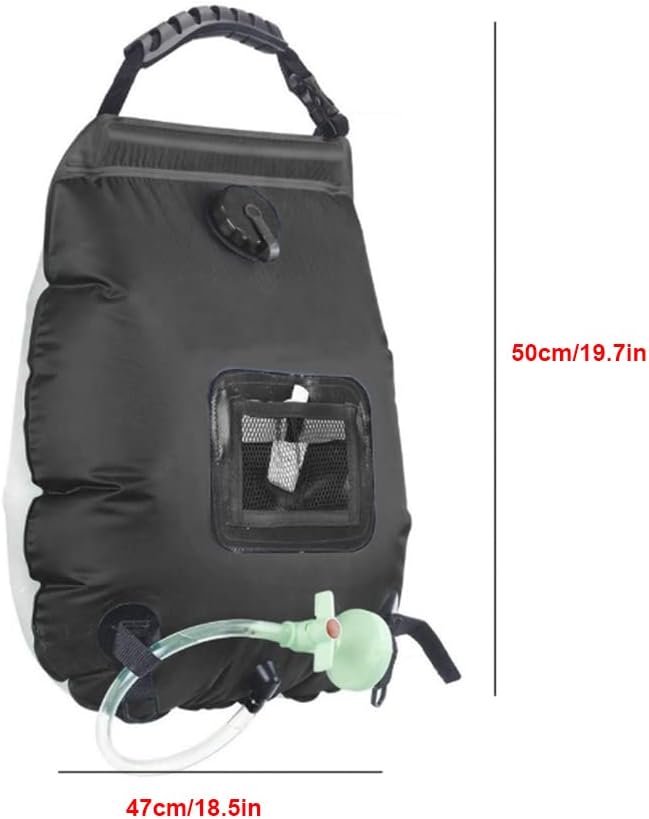 1x Solar Shower Bag 5Gallons/20L Foldable Camping Shower Portable Solar Heating Bag with Removable Hose Pull-Off Switchable Shower Head for Camping Beach Swimming Outdoor Traveling Hiking Green