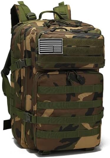 Men and Women 45L Outdoor Camouflage Backpack Capacity Hiking and Camping Bag Multi-functional Storage 3D Backpacks (Jungle Camouflage_2 45L)
